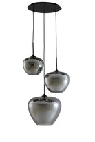 Hanging Lamp 3L 40X160 Cm Mayson Smoked Glass + Matt Black