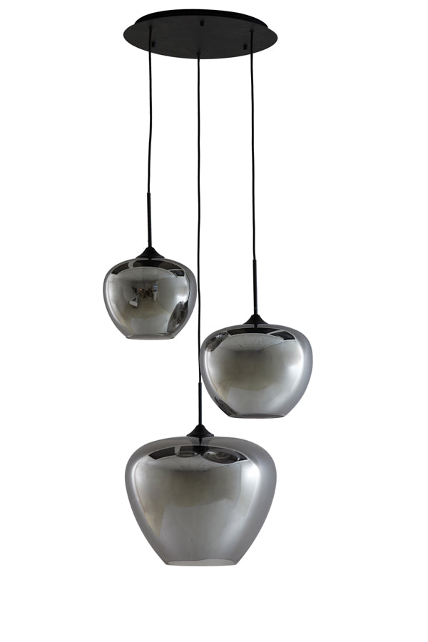 Hanging Lamp 3L 40X160 Cm Mayson Smoked Glass + Matt Black