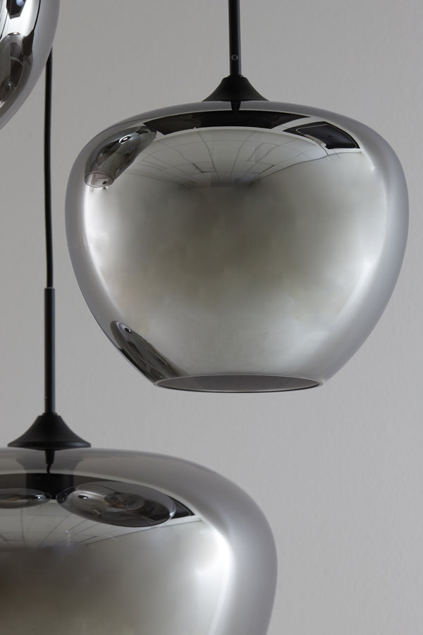 Hanging Lamp 3L 40X160 Cm Mayson Smoked Glass + Matt Black