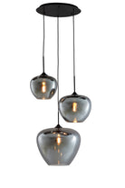 Hanging Lamp 3L 40X160 Cm Mayson Smoked Glass + Matt Black