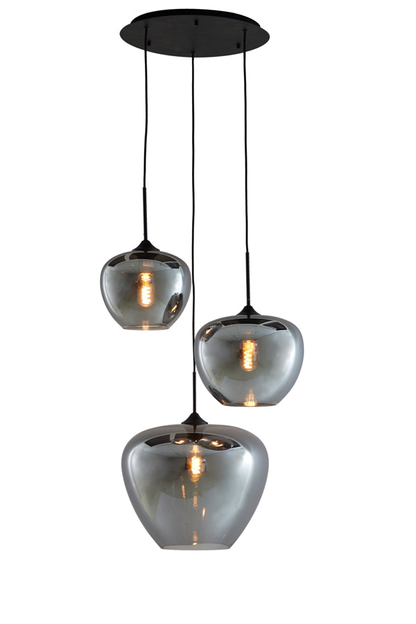 Hanging Lamp 3L 40X160 Cm Mayson Smoked Glass + Matt Black