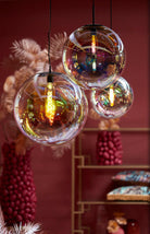 Hanging Lamp 40 Cm Medina Glass Rainbow + Black