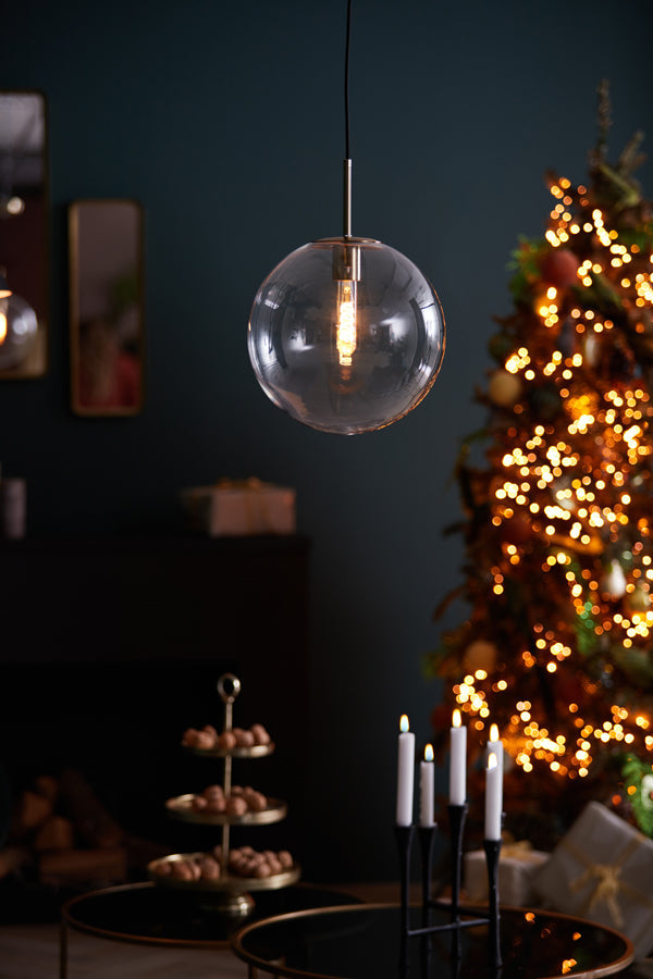 Hanglamp Ø30 Cm Medina Antiek Brons + Glas Helder