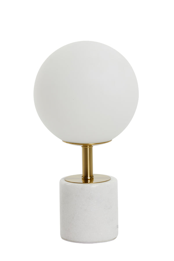 Table Lamp 20X35 Cm Medina Antique Bronze + Glass Matt White