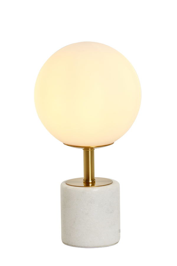 Table Lamp 20X35 Cm Medina Antique Bronze + Glass Matt White
