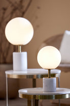 Table Lamp 20X35 Cm Medina Antique Bronze + Glass Matt White