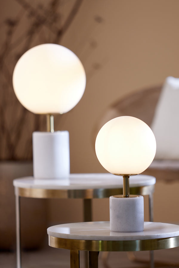 Table Lamp 20X35 Cm Medina Antique Bronze + Glass Matt White