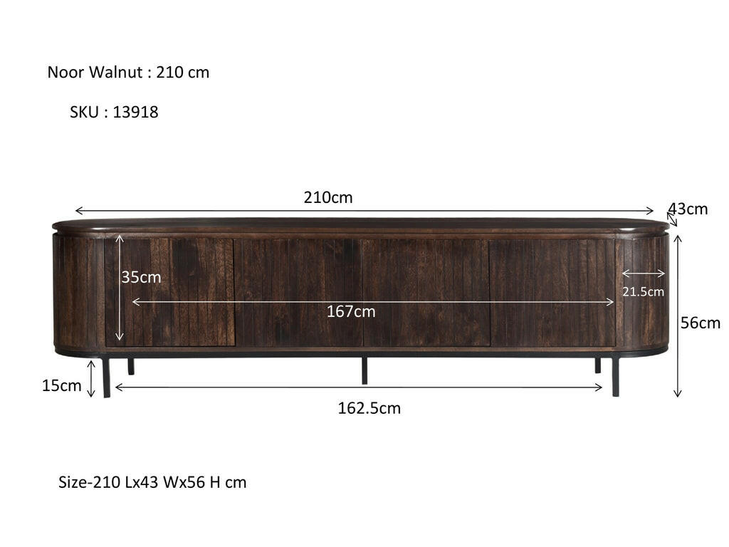 Noor Walnut 210Cm