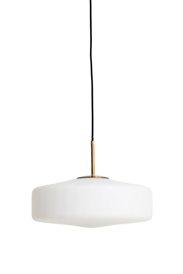 Hanging Lamp 30X17 Cm Pleat Glass Matt White + Gold