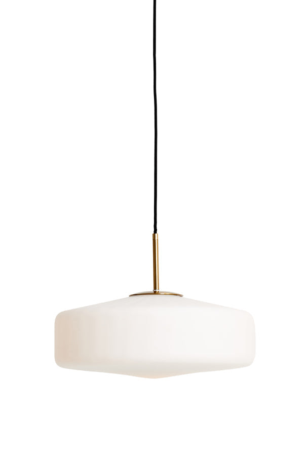 Hanging Lamp 30X17 Cm Pleat Glass Matt White + Gold