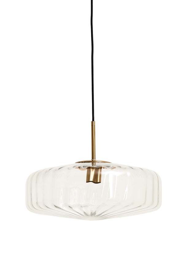 Hanging Lamp 40X17 Cm Pleat Glass Clear + Gold