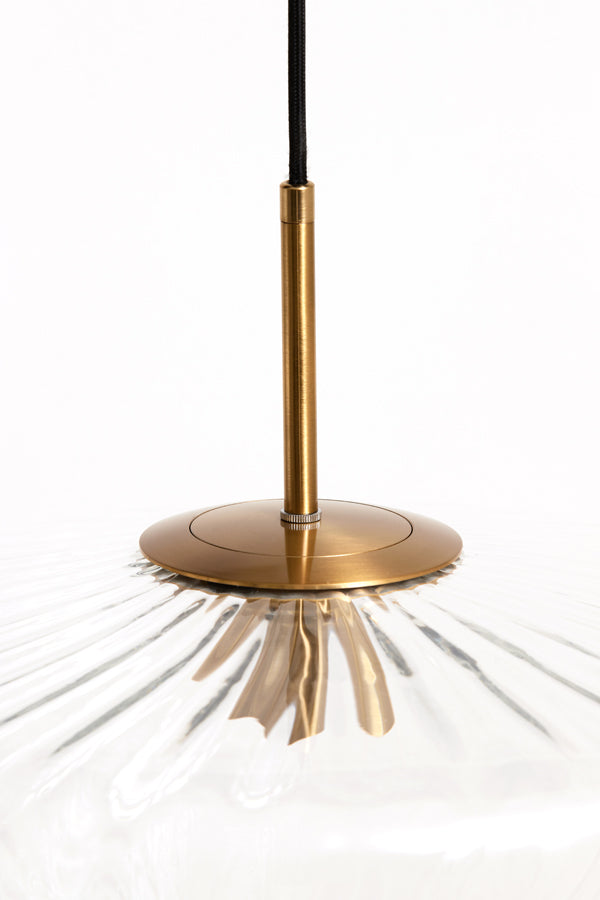 Hanging Lamp 40X17 Cm Pleat Glass Clear + Gold
