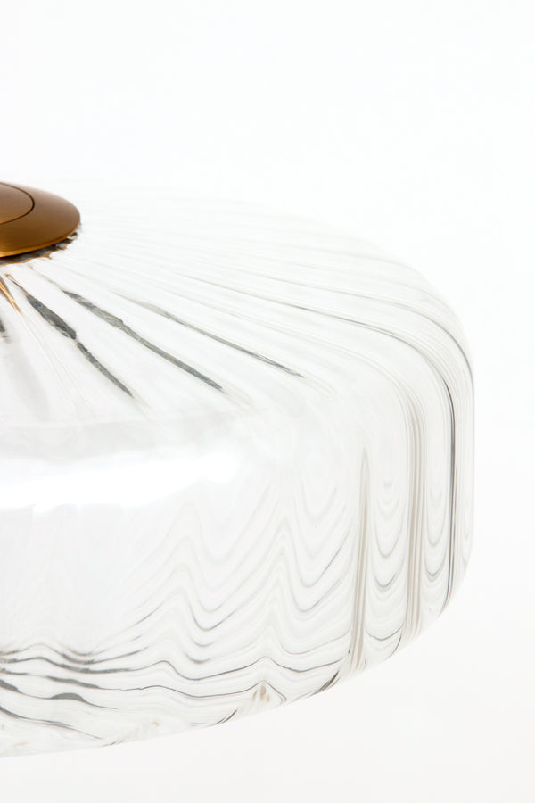 Hanging Lamp 40X17 Cm Pleat Glass Clear + Gold