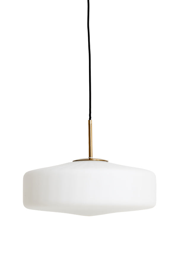 Hanging Lamp 40X17 Cm Pleat Glass Matt White + Gold