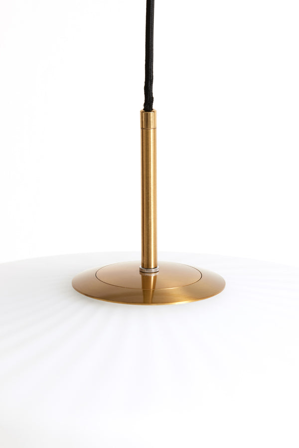 Hanging Lamp 40X17 Cm Pleat Glass Matt White + Gold