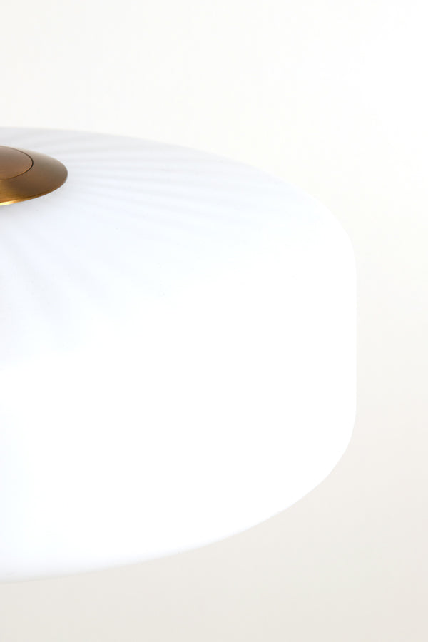 Hanging Lamp 40X17 Cm Pleat Glass Matt White + Gold