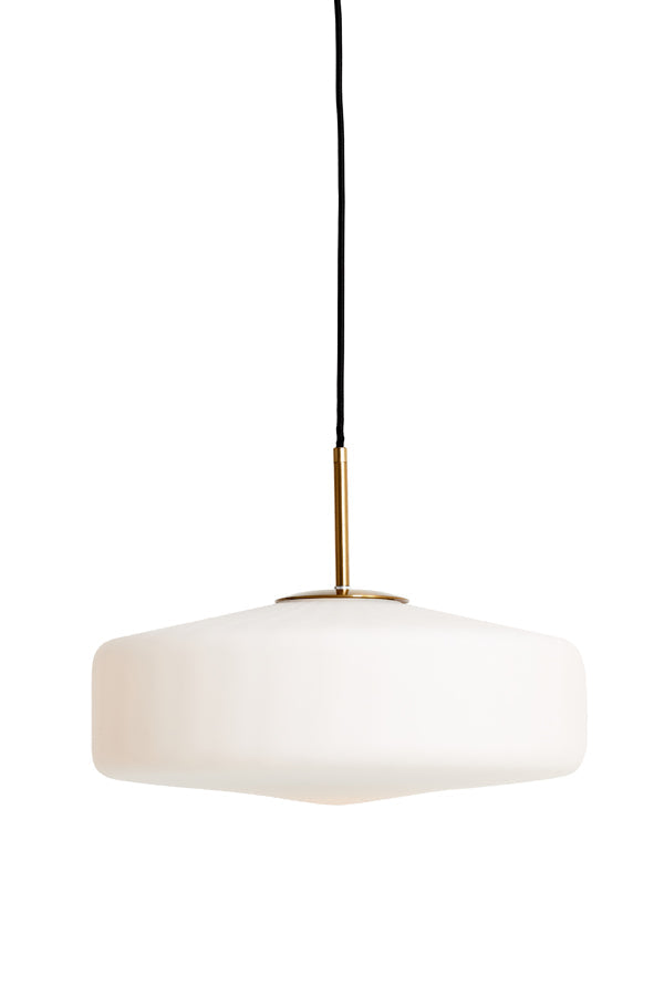 Hanging Lamp 40X17 Cm Pleat Glass Matt White + Gold