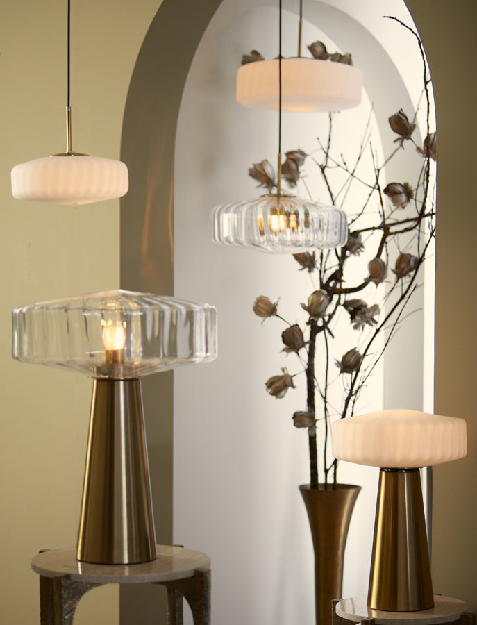 Hanging Lamp 40X17 Cm Pleat Glass Matt White + Gold