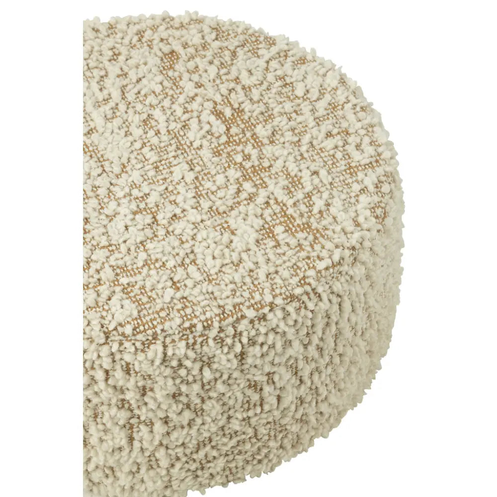 Poef Round Bouclé Cotton/Polyester Camel/Cream