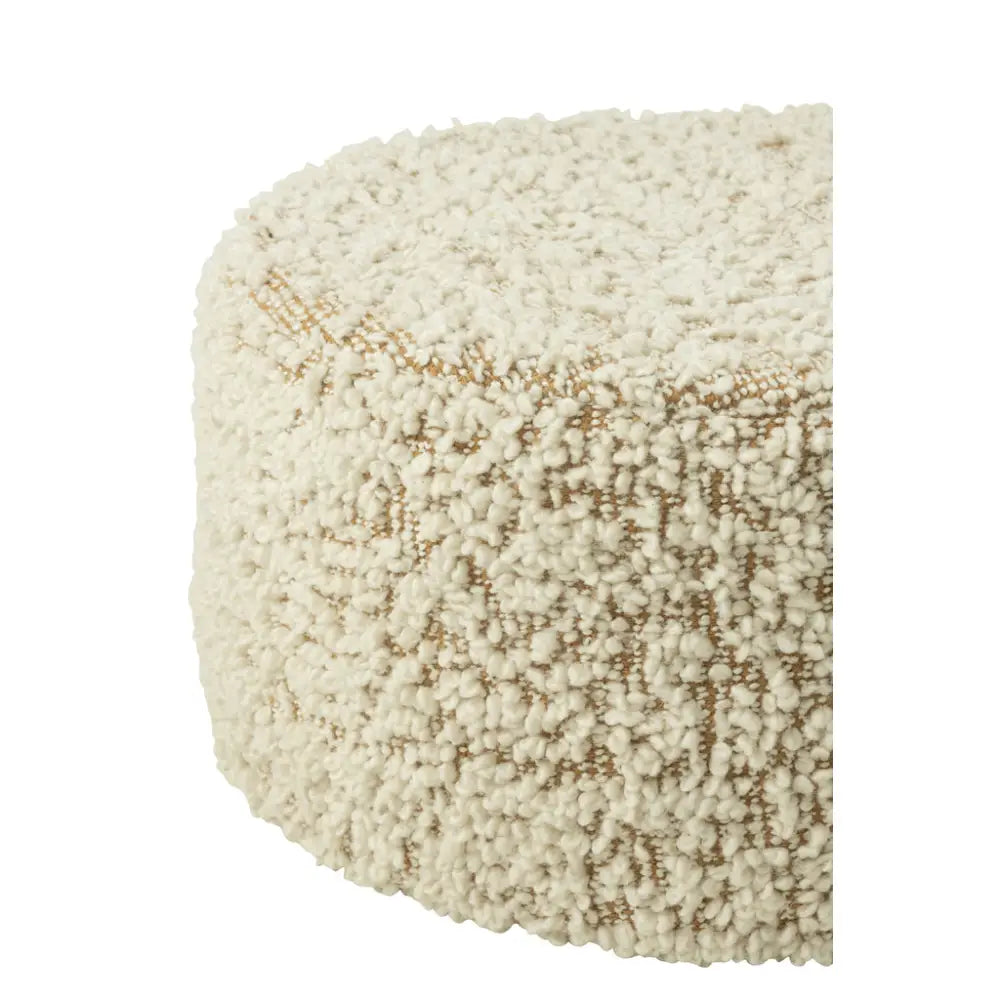 Poef Round Bouclé Cotton/Polyester Camel/Cream