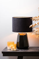 Lampenkap Cylinder 30-30-21 Cm Velours Black-Taupe