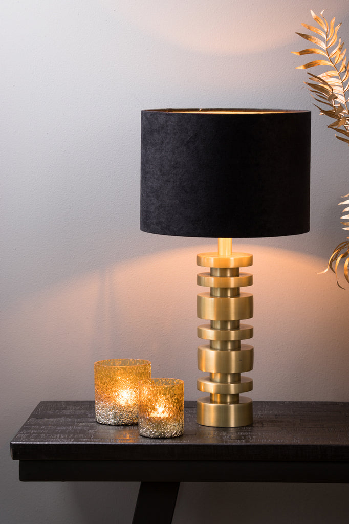 Lampenkap Cylinder 30-30-21 Cm Velours Black-Taupe