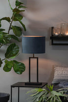 Shade Cylinder 40-40-30 Cm Velours Petrol Blue