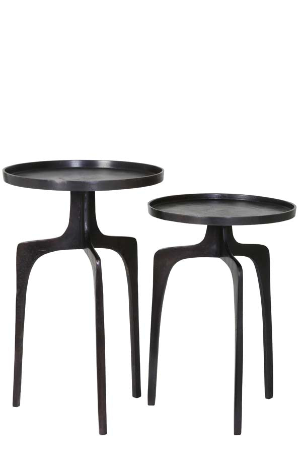 Side Table S/2 Ø38X54 + Ø41X63 Cm Pano Dark Bronze