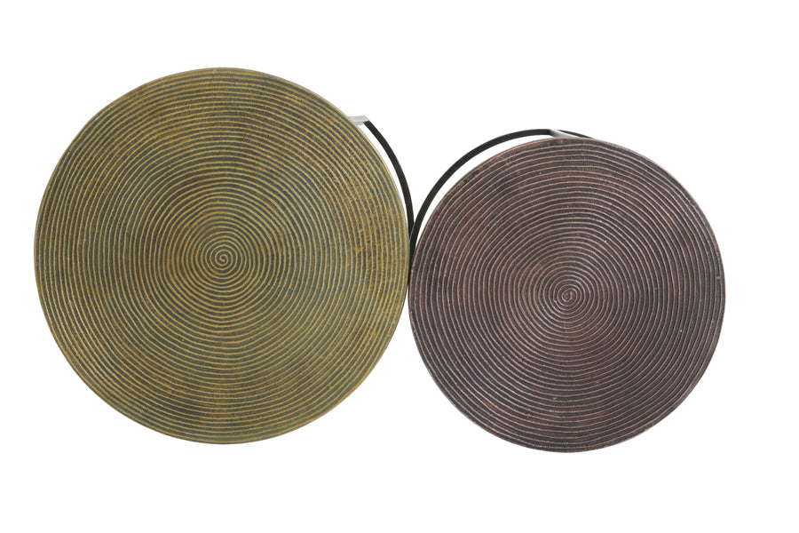 Side Table S/2 Ø41X46 + Ø49X52 Cm Talca Ant Copper + Brnz Circ