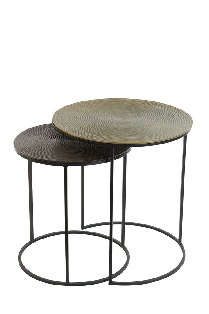 Side Table S/2 Ø41X46 + Ø49X52 Cm Talca Ant Copper + Brnz Circ