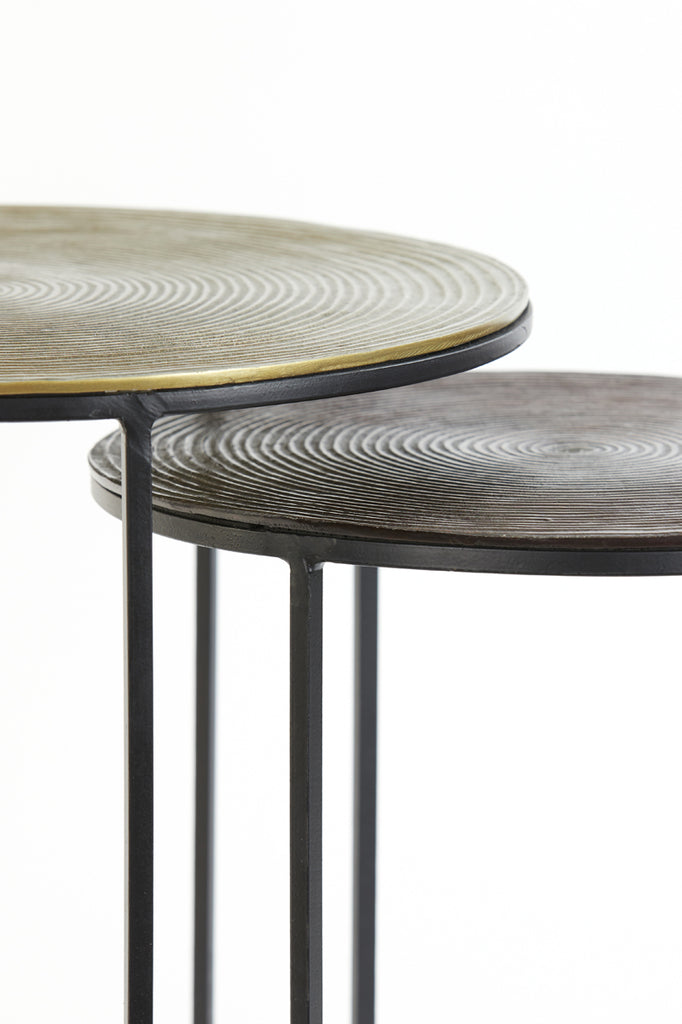 Side Table S/2 Ø41X46 + Ø49X52 Cm Talca Ant Copper + Brnz Circ