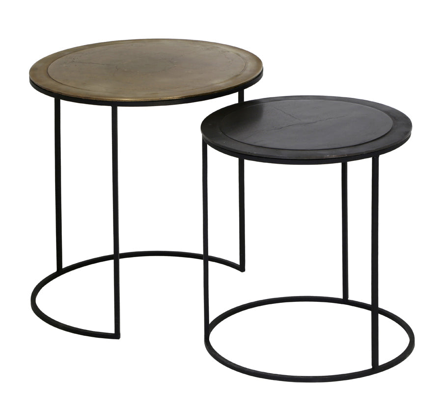 Side Table S/2 Ø41X46 + Ø49X52 Cm Talca Ant Copper + Brnz Edge