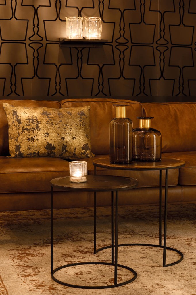 Side Table S/2 Ø41X46 + Ø49X52 Cm Talca Ant Copper + Brnz Edge
