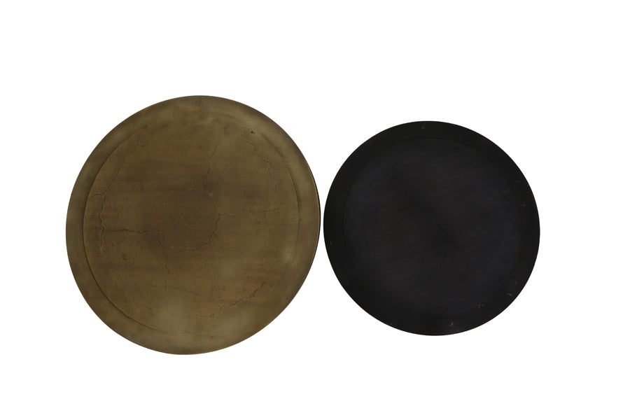 Side Table S/2 Ø41X46 + Ø49X52 Cm Talca Ant Copper + Brnz Edge