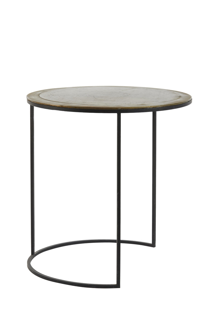 Side Table S/2 Ø41X46 + Ø49X52 Cm Talca Ant Copper + Brnz Edge
