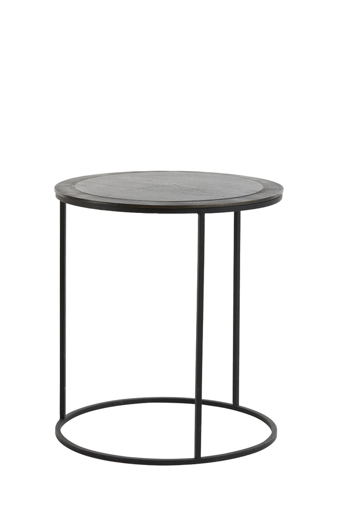 Side Table S/2 Ø41X46 + Ø49X52 Cm Talca Ant Copper + Brnz Edge