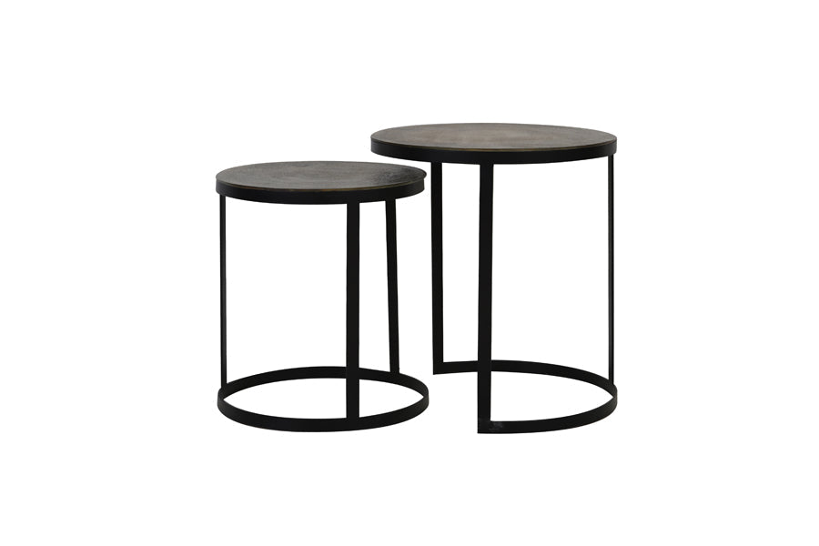 Side Table S/2 Ø41X46 + Ø49X52 Cm Trelo Antique Bronze-Black