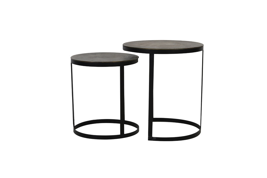 Side Table S/2 Ø41X46 + Ø49X52 Cm Trelo Antique Bronze-Black