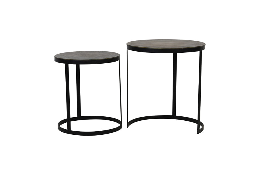 Side Table S/2 Ø41X46 + Ø49X52 Cm Trelo Antique Bronze-Black
