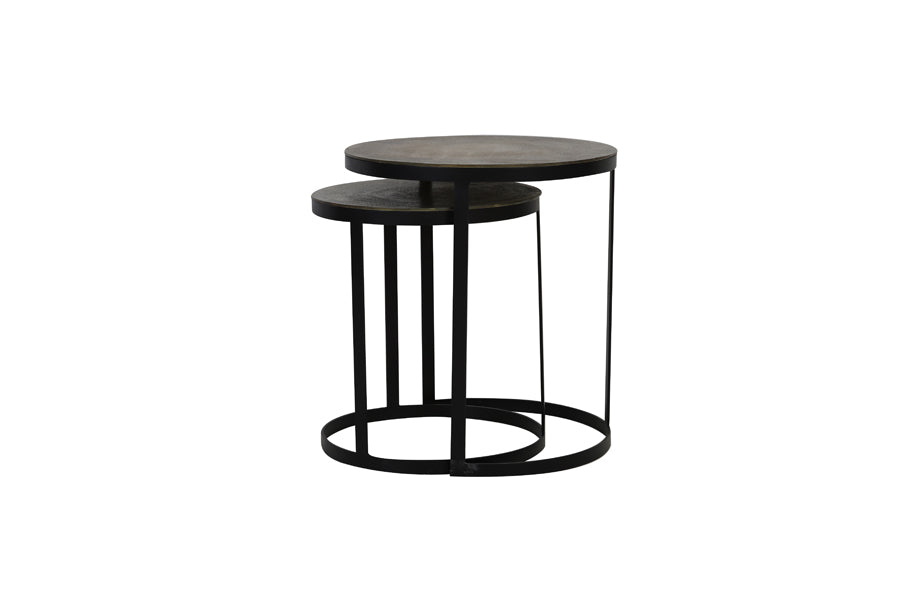 Side Table S/2 Ø41X46 + Ø49X52 Cm Trelo Antique Bronze-Black