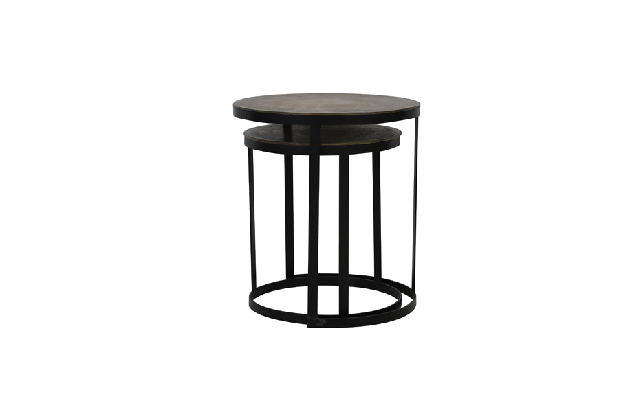 Side Table S/2 Ø41X46 + Ø49X52 Cm Trelo Antique Bronze-Black