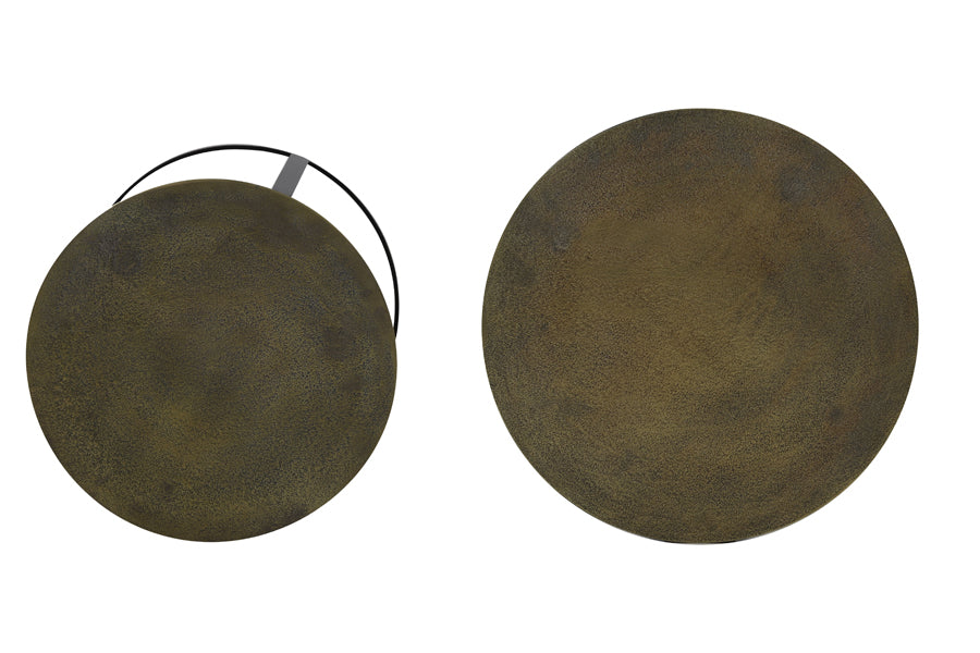 Side Table S/2 Ø41X46 + Ø49X52 Cm Trelo Antique Bronze-Black