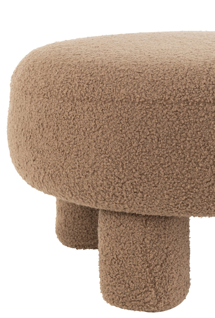 Stool Round Teddy Legs Velvet Brown