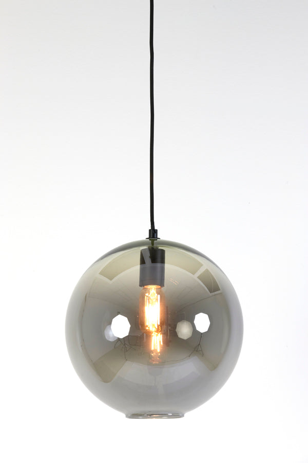 Hanging Lamp 30X28 Cm Subar Matt Black + Smoked Glass