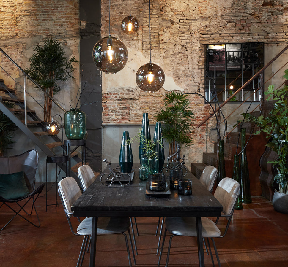 Hanging Lamp 30X28 Cm Subar Matt Black + Smoked Glass