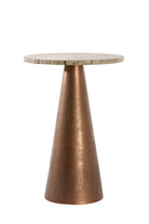 Side Table 36X51 Cm Ynez Travertine Brown + Copper