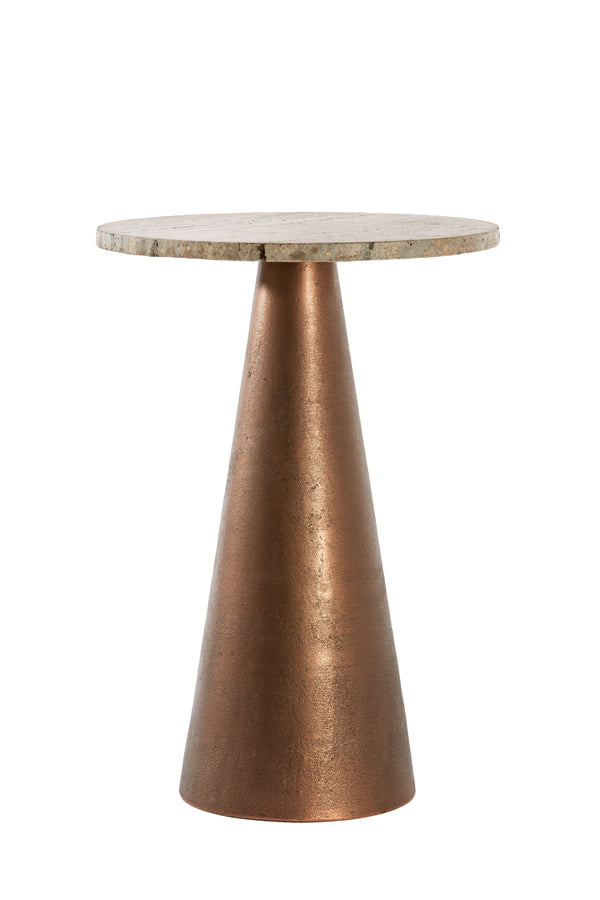 Side Table 36X51 Cm Ynez Travertine Brown + Copper