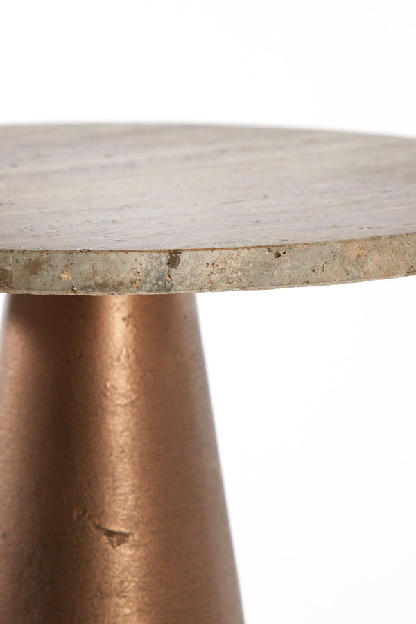 Side Table 36X51 Cm Ynez Travertine Brown + Copper