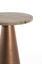Side Table 36X51 Cm Ynez Travertine Brown + Copper