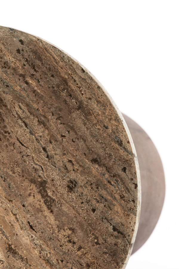 Side Table 36X51 Cm Ynez Travertine Brown + Copper